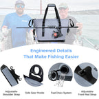 37QT Fish Cooler Bag With Fishing Rod Holder
